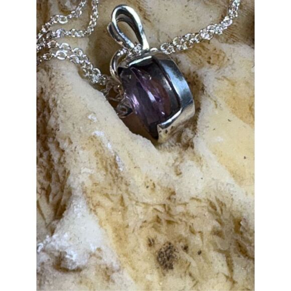 Amethyst Sterling Silver Necklace, Pendant, 18”, NEW, Handmade, Artisan - Picture 4 of 6